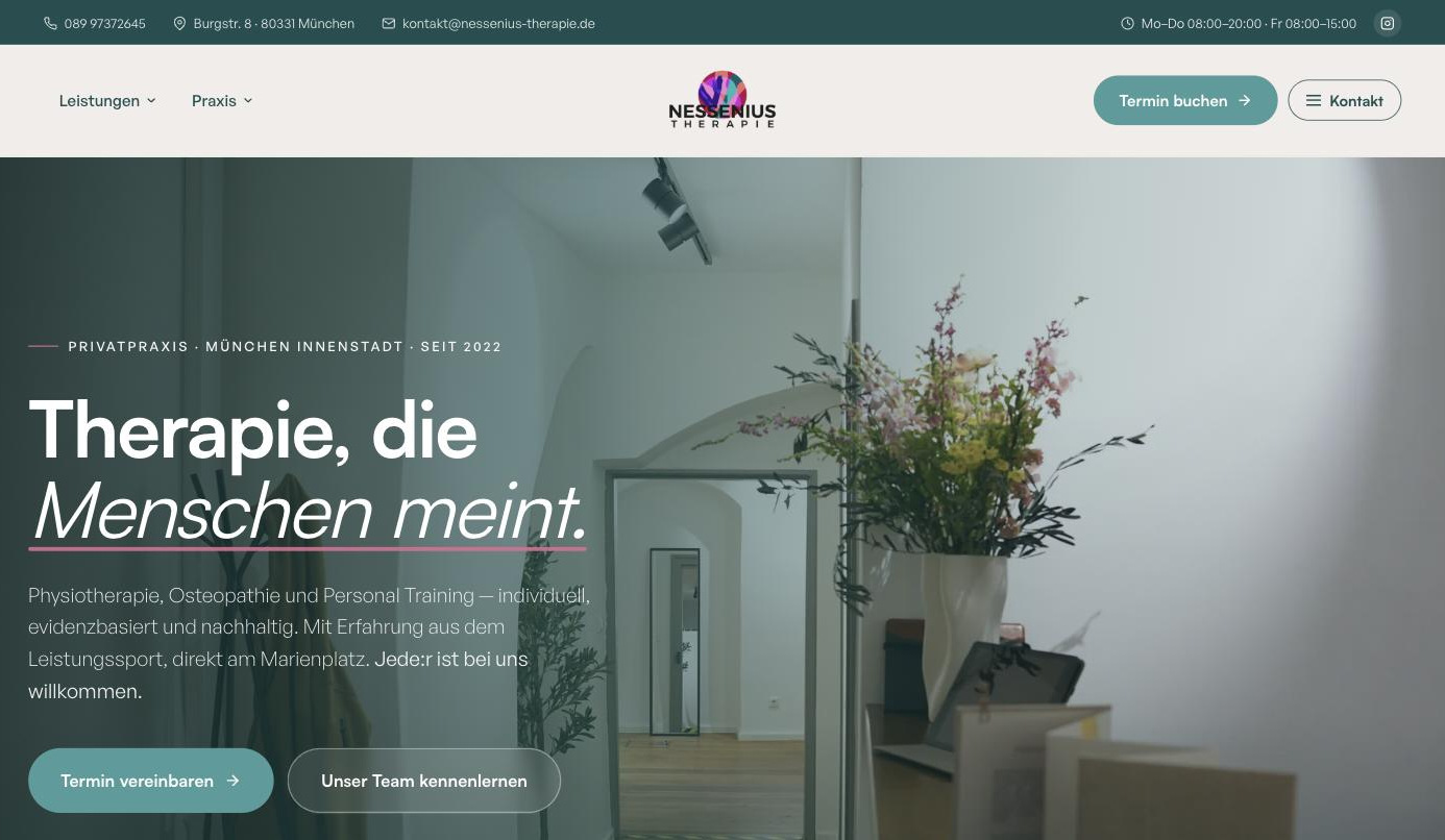 Nessenius Therapie — Booking-Plattform von KL Design
